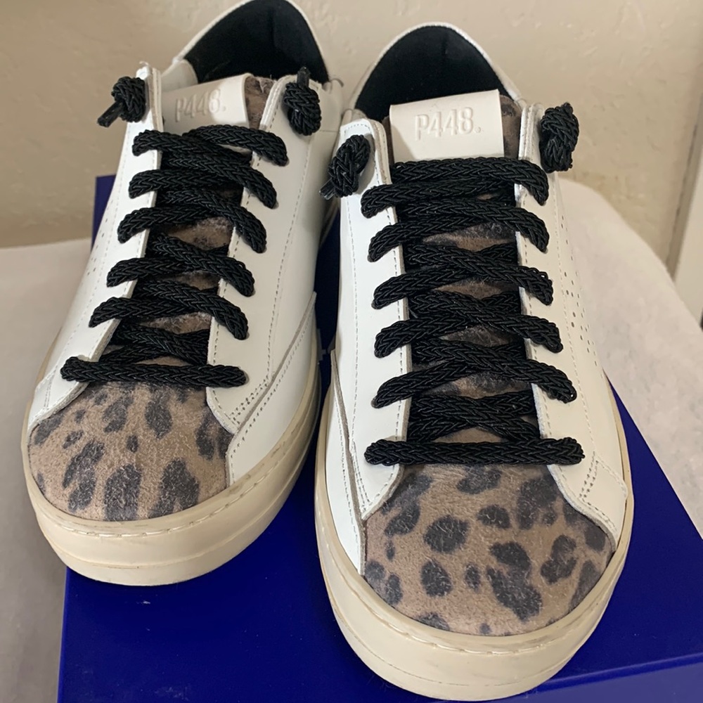 P448 F22 John Sneaker Italian Leather White and Distressed Suede  size 37